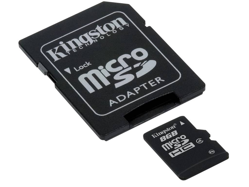 8 Gb kingston microSDHC class4 с адаптером miniSD